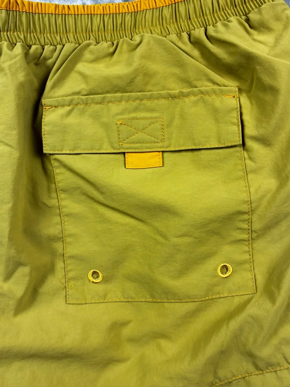 Territory Ahead Swim Trunks Size Large Olive Green Mesh Lined Pockets Drawstring